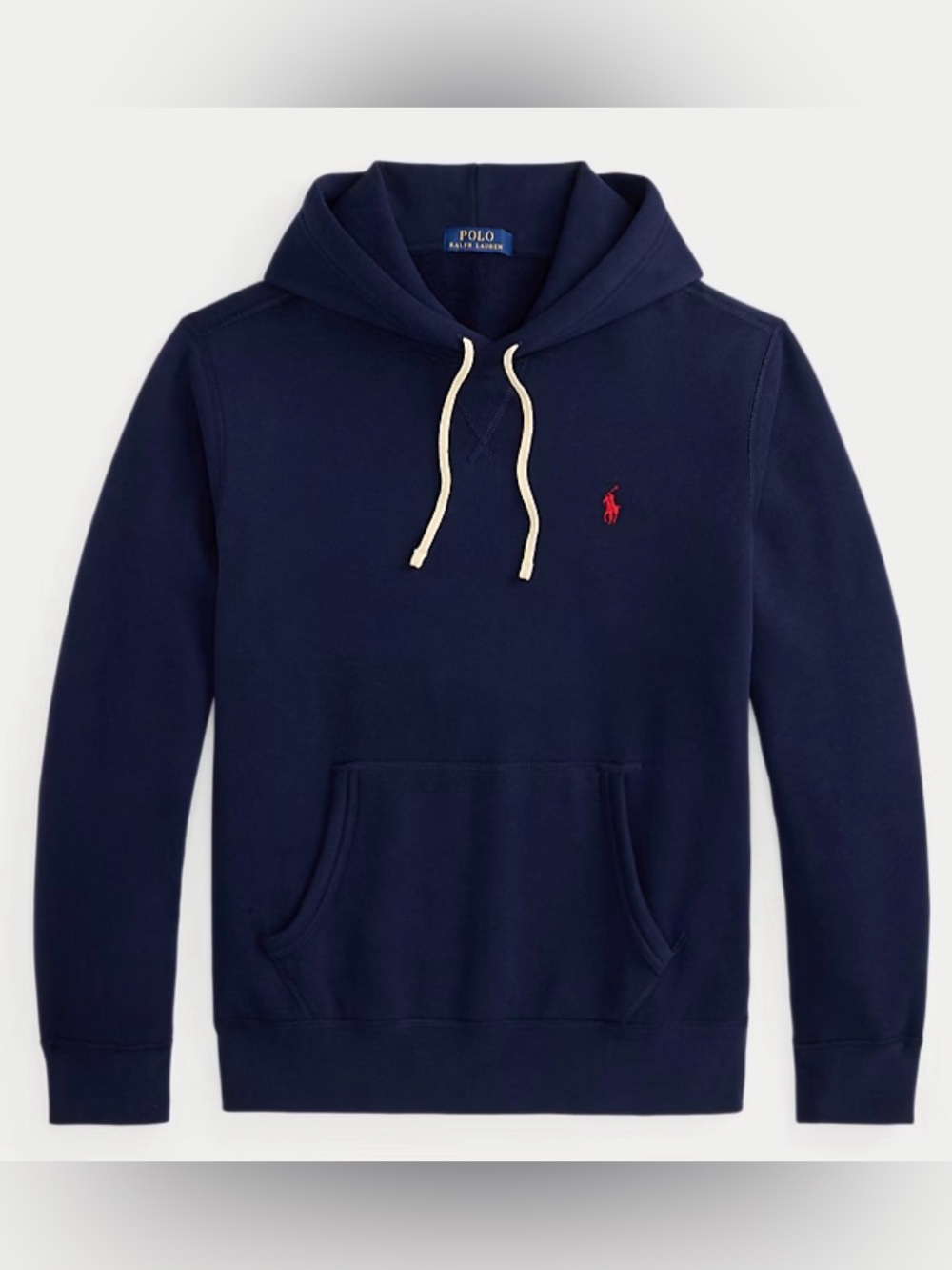 Polo Ralph Lauren Navy Blue Pullover  Hoodie with Red Pony and cream cords